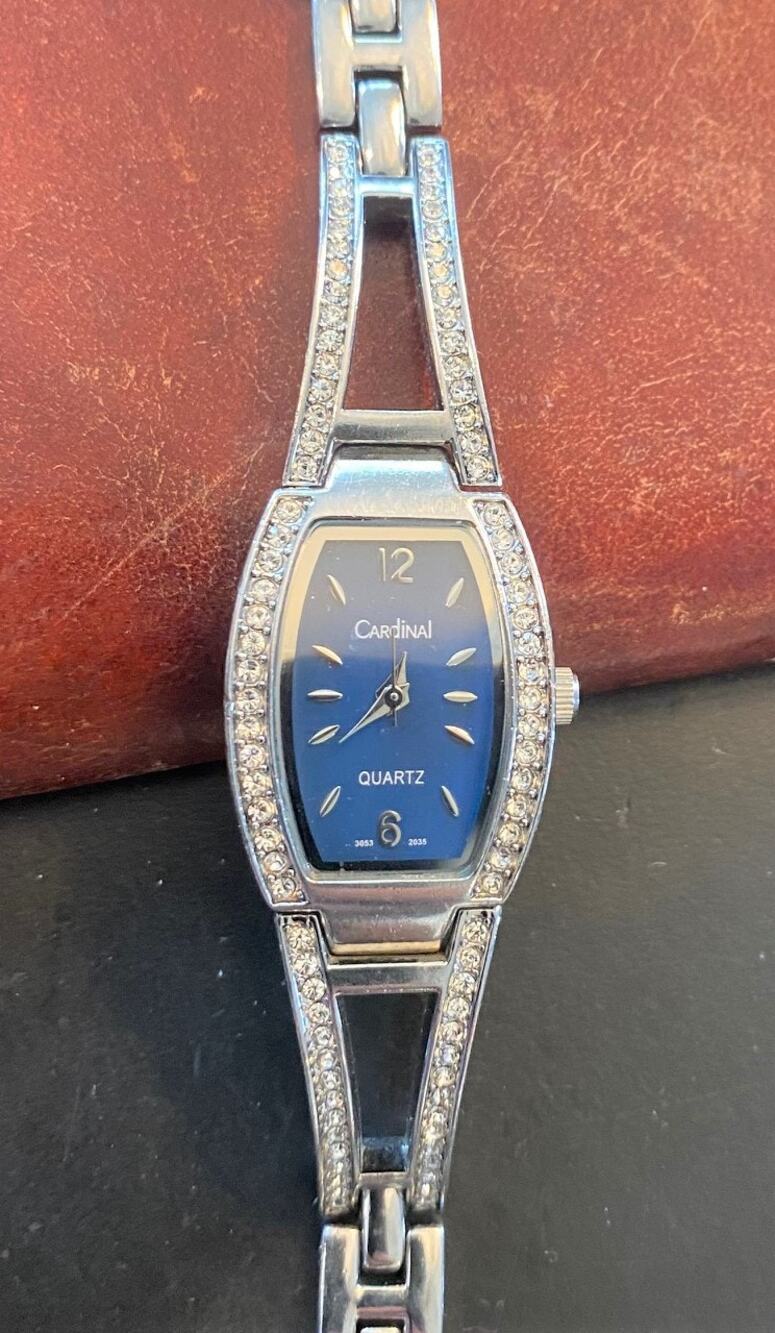 Women's Cardinal Watch, Silver Tone with Crystal Accents, Blue Face, New